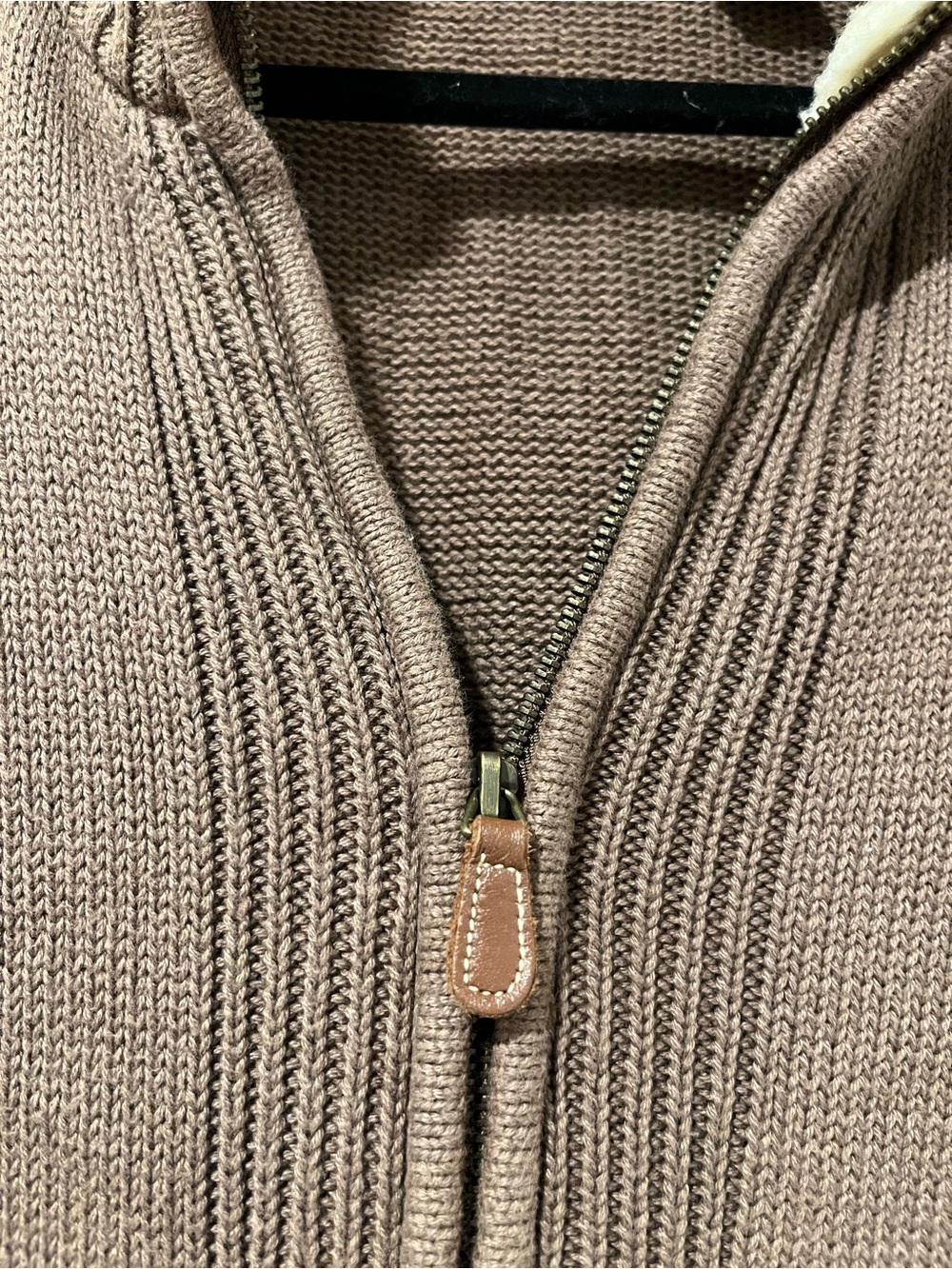 Oscar de la Renta Brown Zip-Up Knit Vest with Sherpa Trim XL - Picture 2 of 8